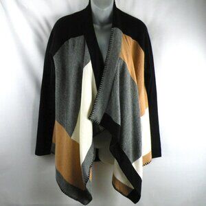 Neiman Marcus Open Front Color Block 100% Cashmere Cardigan Sweater S